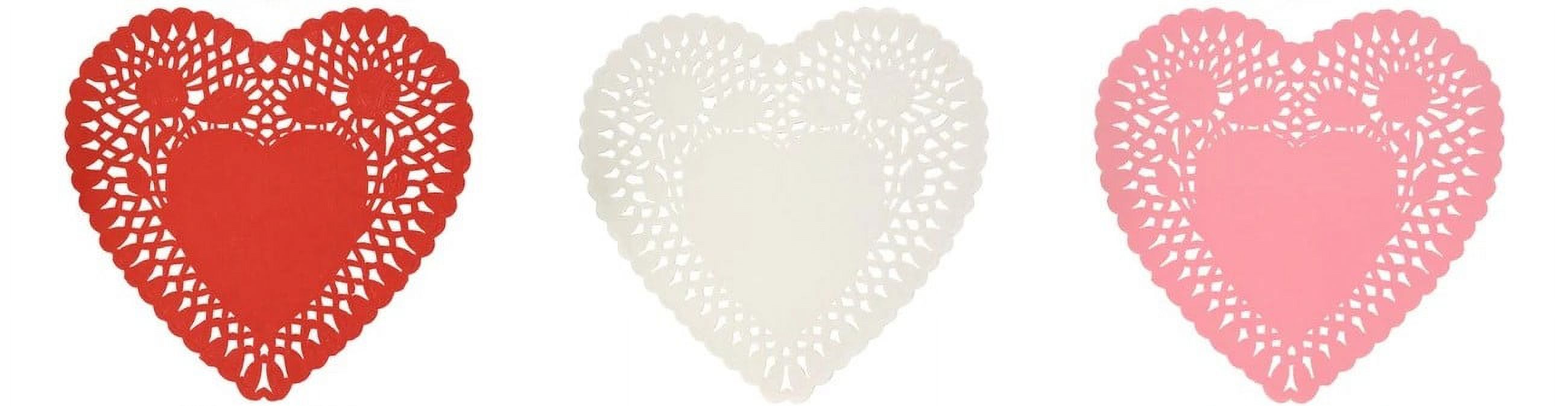 CGT Valentine's Day Heart Shaped Paper Doilies Red Pink White Lace Liner Serving Trays Food Party Bridal Shower Wedding Birthday Home Activities Craft
